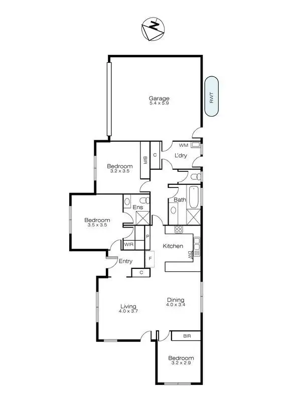 Floorplan of Homely townhouse listing, 2/48 Water Street, Brown Hill VIC 3350