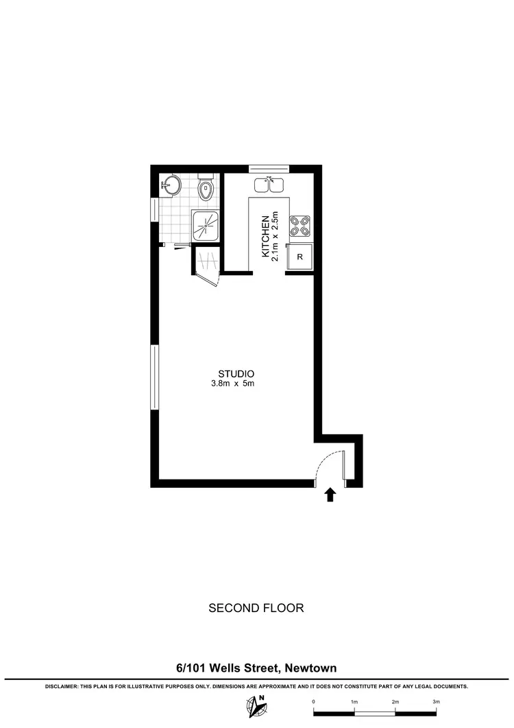 Floorplan of Homely studio listing, 6/101 Wells Street, Newtown NSW 2042