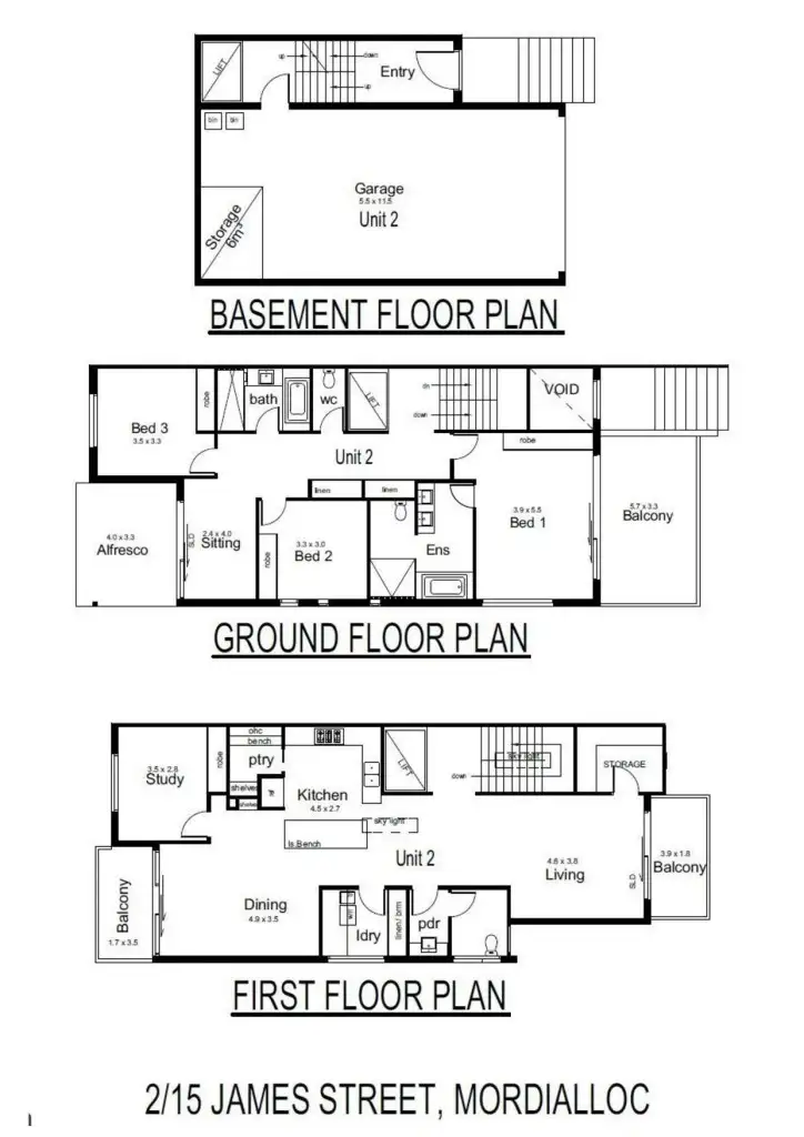 Floorplan of Homely townhouse listing, 2/15 James Street, Mordialloc VIC 3195