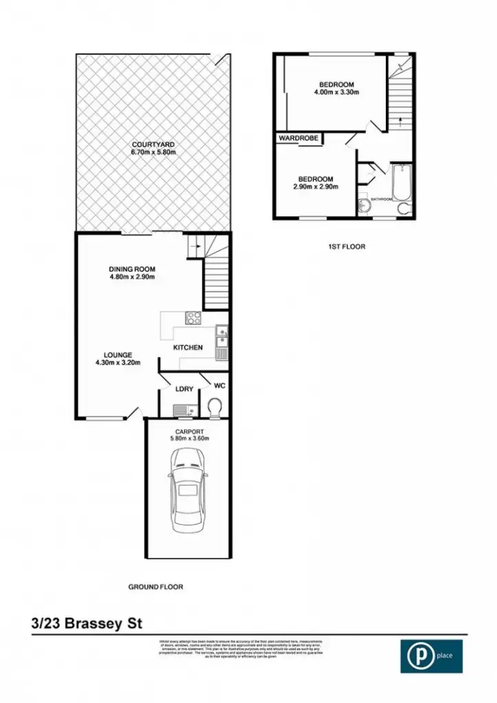 Floorplan of Homely townhouse listing, 3/27 Brassey Street, Fairfield QLD 4103
