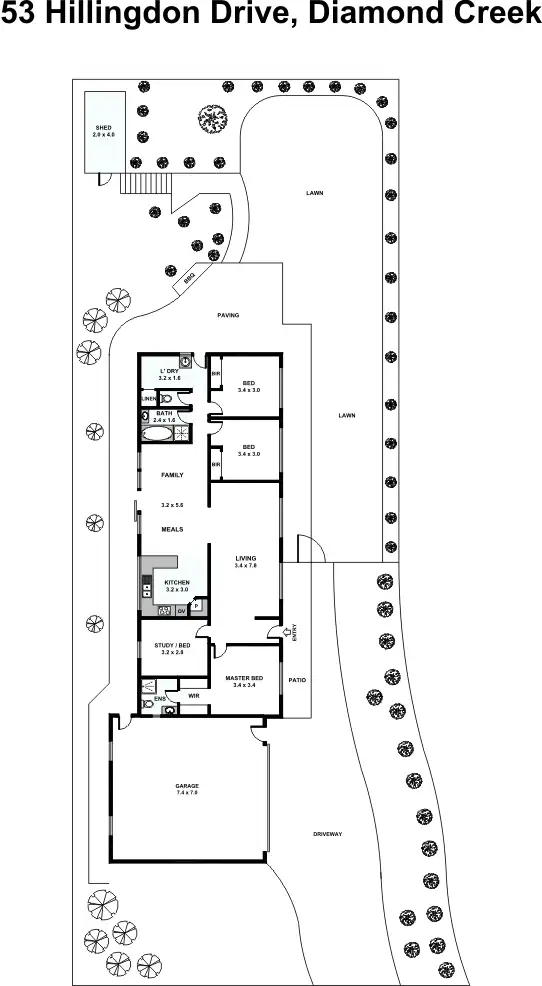 Floorplan of Homely house listing, 53 Hillingdon Drive, Diamond Creek VIC 3089