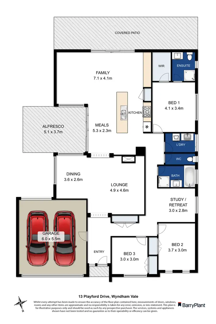 Floorplan of Homely house listing, 13 Playford Drive, Wyndham Vale VIC 3024