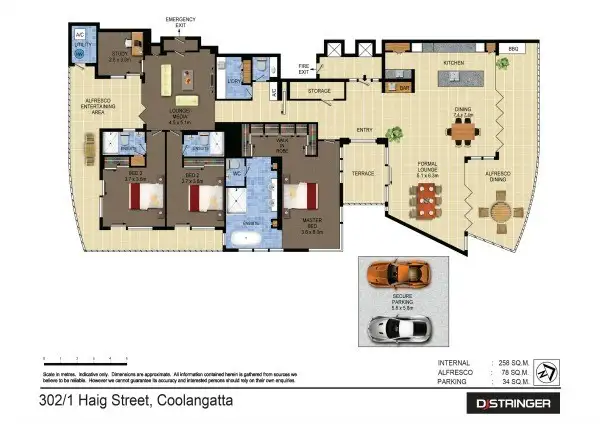 Floorplan of Homely apartment listing, 302/1 Haig Street 'Elysee', Kirra QLD 4225
