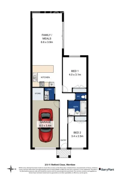 Floorplan of Homely unit listing, 2/3-11 Retford Close, Werribee VIC 3030