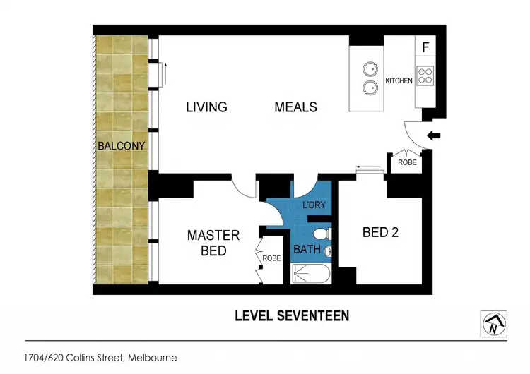 Floorplan of Homely apartment listing, 1704/620 Collins Street, Melbourne VIC 3000