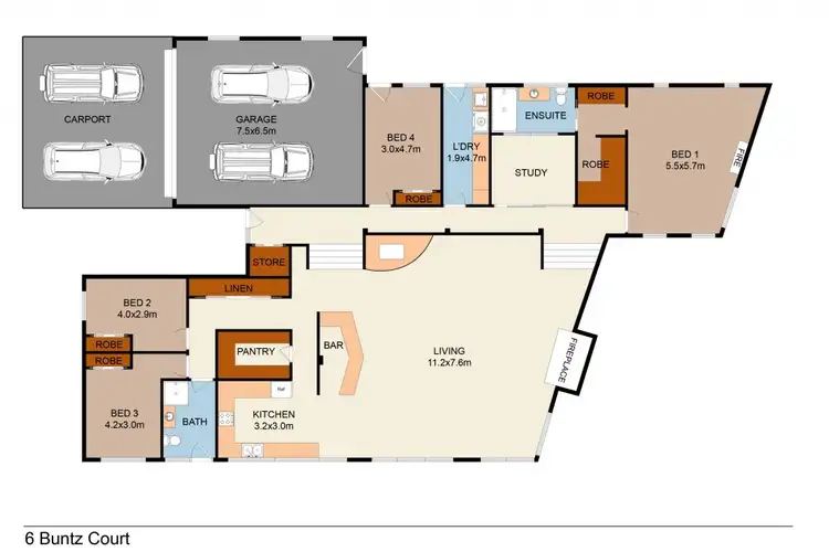 Floorplan of Homely house listing, 6 BUNTZ COURT, Wodonga VIC 3690