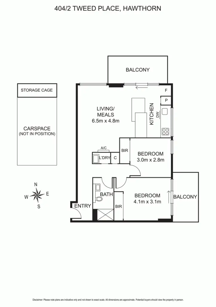 Floorplan of Homely apartment listing, 404/2 Tweed Place, Hawthorn VIC 3122