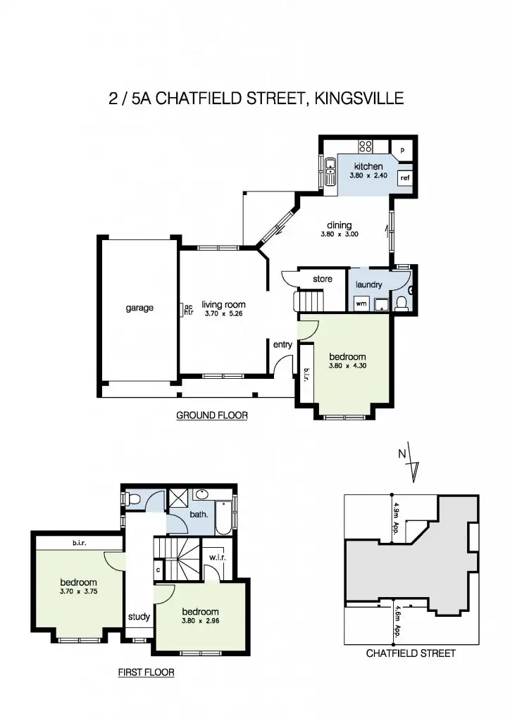 Floorplan of Homely townhouse listing, 2/5A Chatfield Street, Kingsville VIC 3012