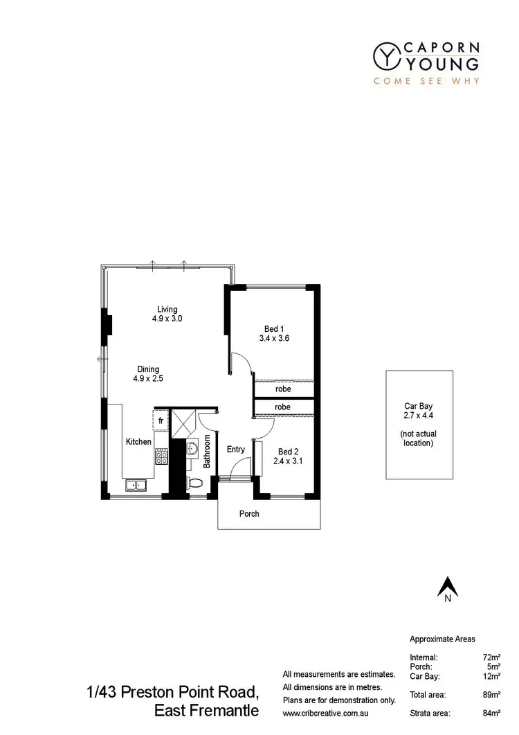 Floorplan of Homely unit listing, 1/43 Preston Point Road, East Fremantle WA 6158
