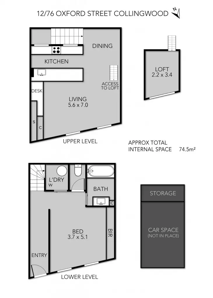 Floorplan of Homely apartment listing, 12/76 Oxford Street, Collingwood VIC 3066