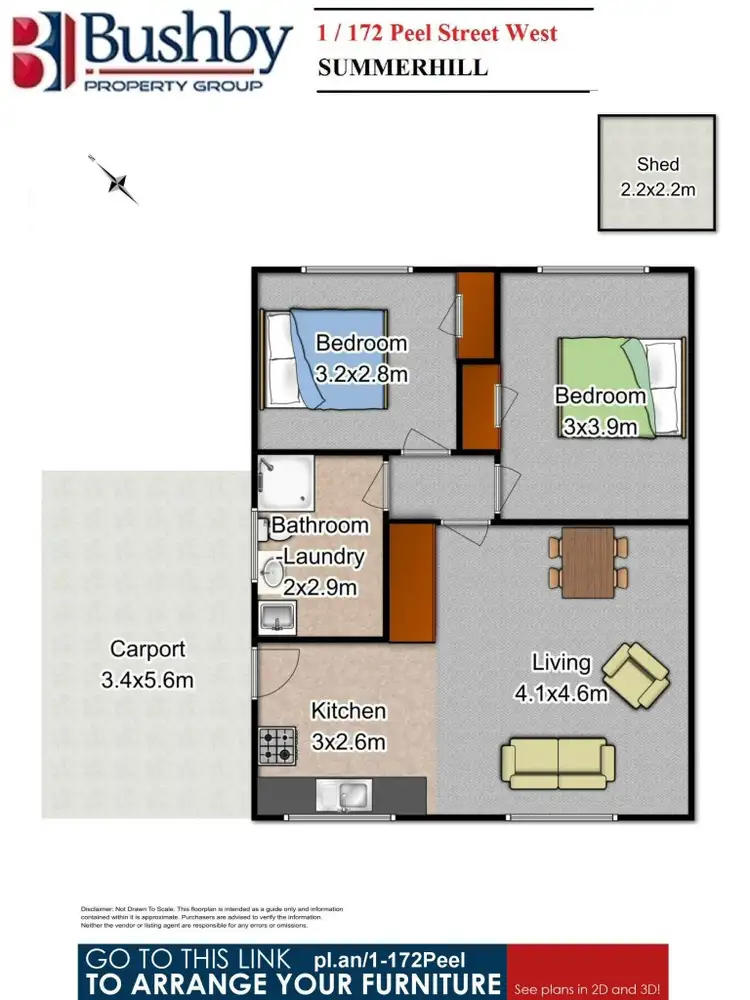 Floorplan of Homely unit listing, 1/172 Peel Street, Summerhill TAS 7250