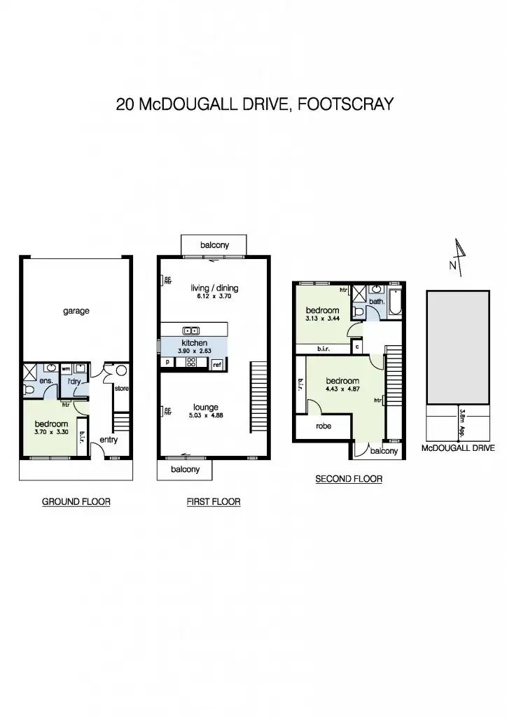 Floorplan of Homely townhouse listing, 20 McDougall Drive, Footscray VIC 3011