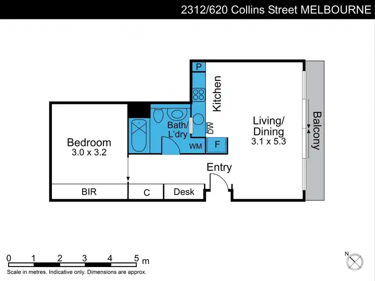 Floorplan of Homely apartment listing, 2312/620 Collins Street, Melbourne VIC 3000