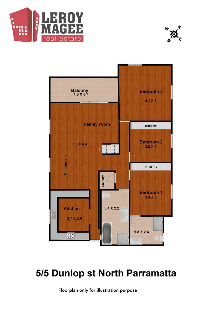 Floorplan of Homely unit listing, 5/5 Dunlop Street, North Parramatta NSW 2151