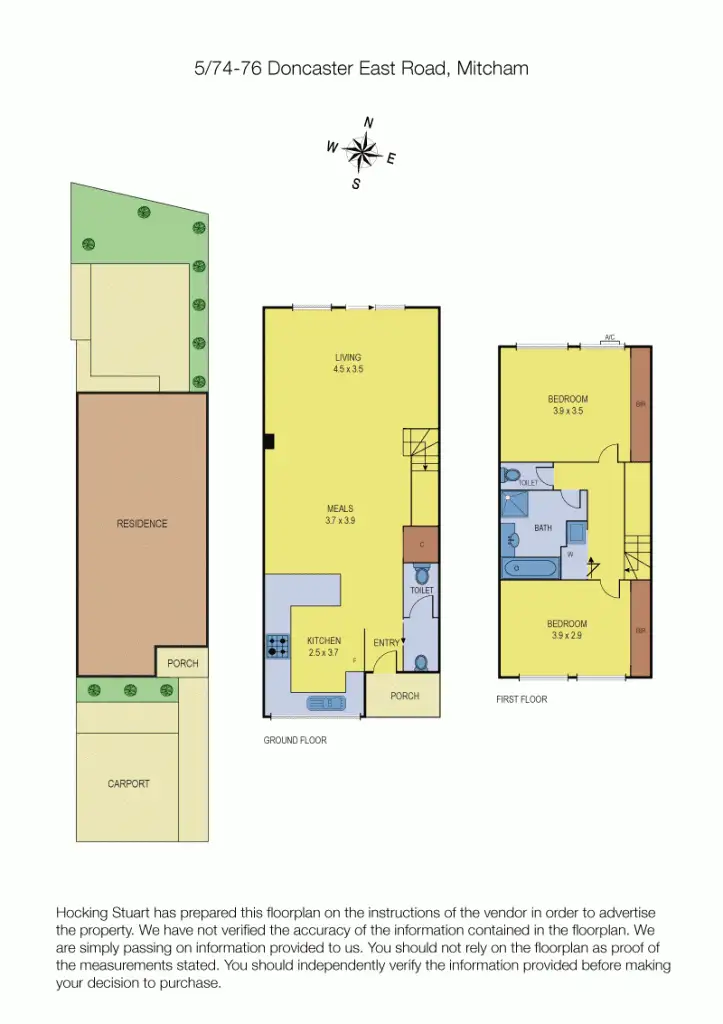 Floorplan of Homely townhouse listing, 5/74-76 Doncaster East Road, Mitcham VIC 3132