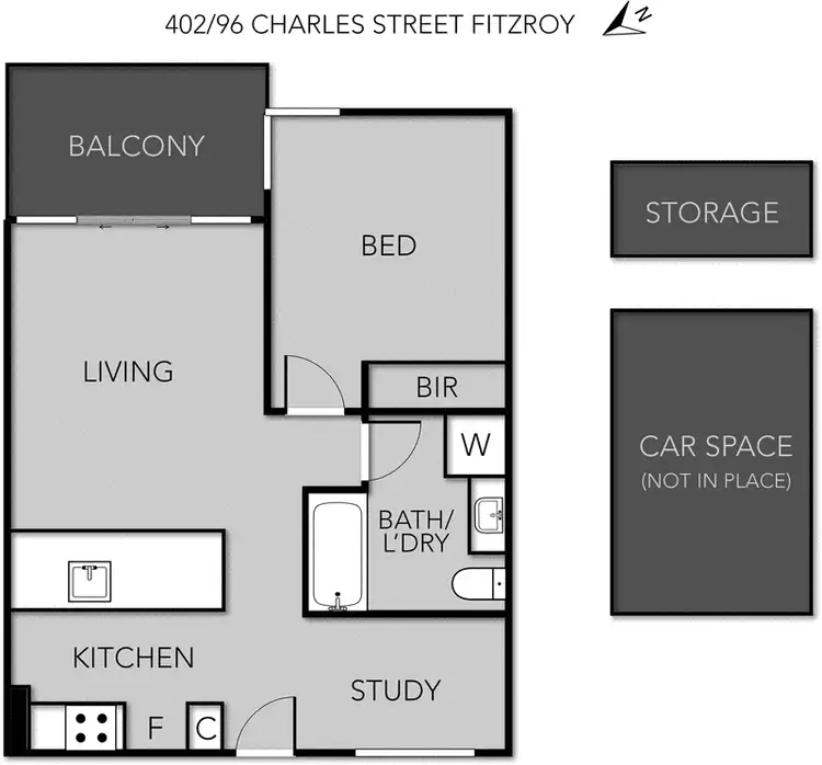 Floorplan of Homely apartment listing, 402/96 Charles Street, Fitzroy VIC 3065