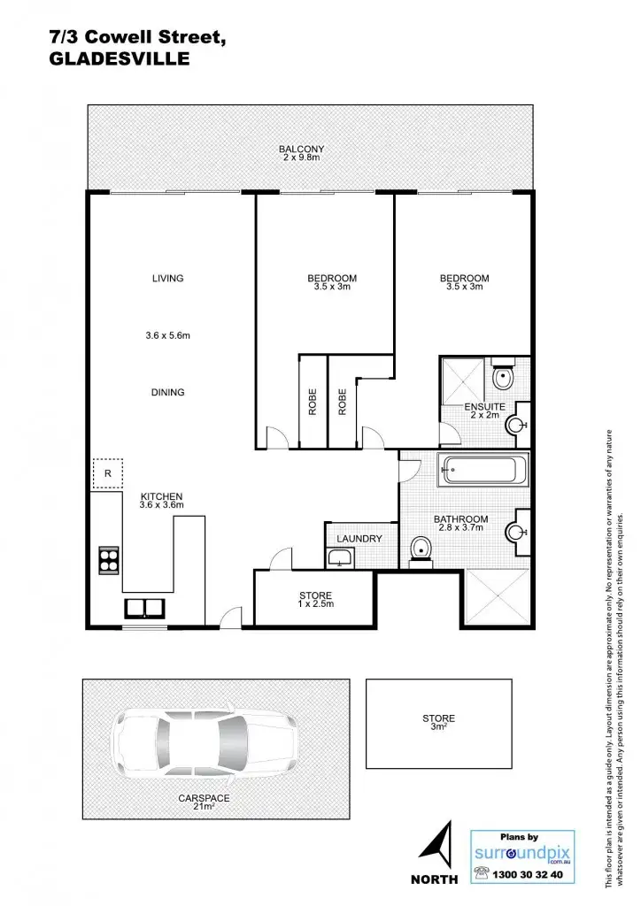 Floorplan of Homely apartment listing, 7/3 Cowell Street, Gladesville NSW 2111