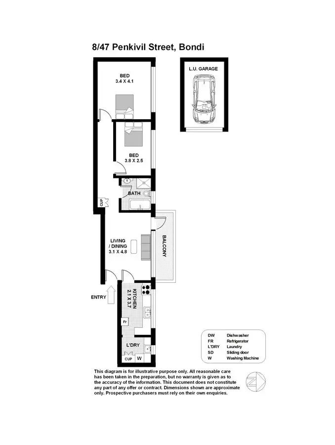Floorplan of Homely apartment listing, 8/47 Penkivil Street, Bondi NSW 2026