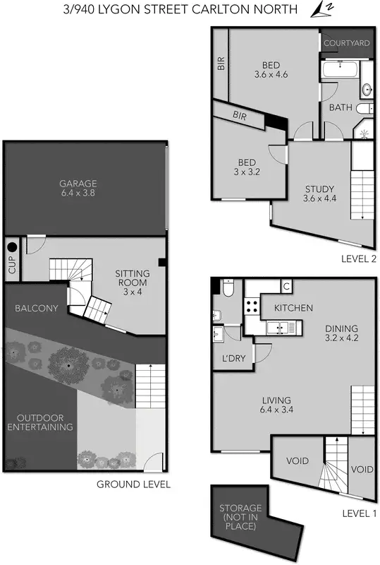 Floorplan of Homely townhouse listing, 3/940 Lygon Street, Carlton North VIC 3054