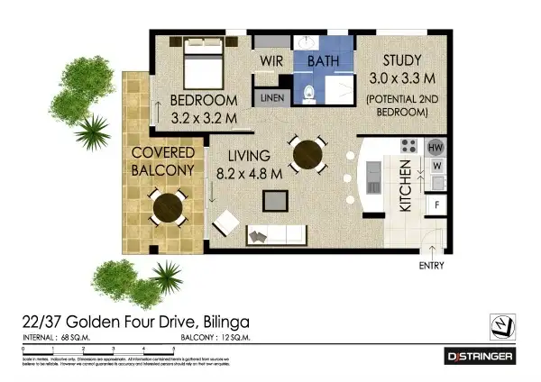 Floorplan of Homely apartment listing, 22/37-39 Golden Four Drive 'Bila Vista', Bilinga QLD 4225