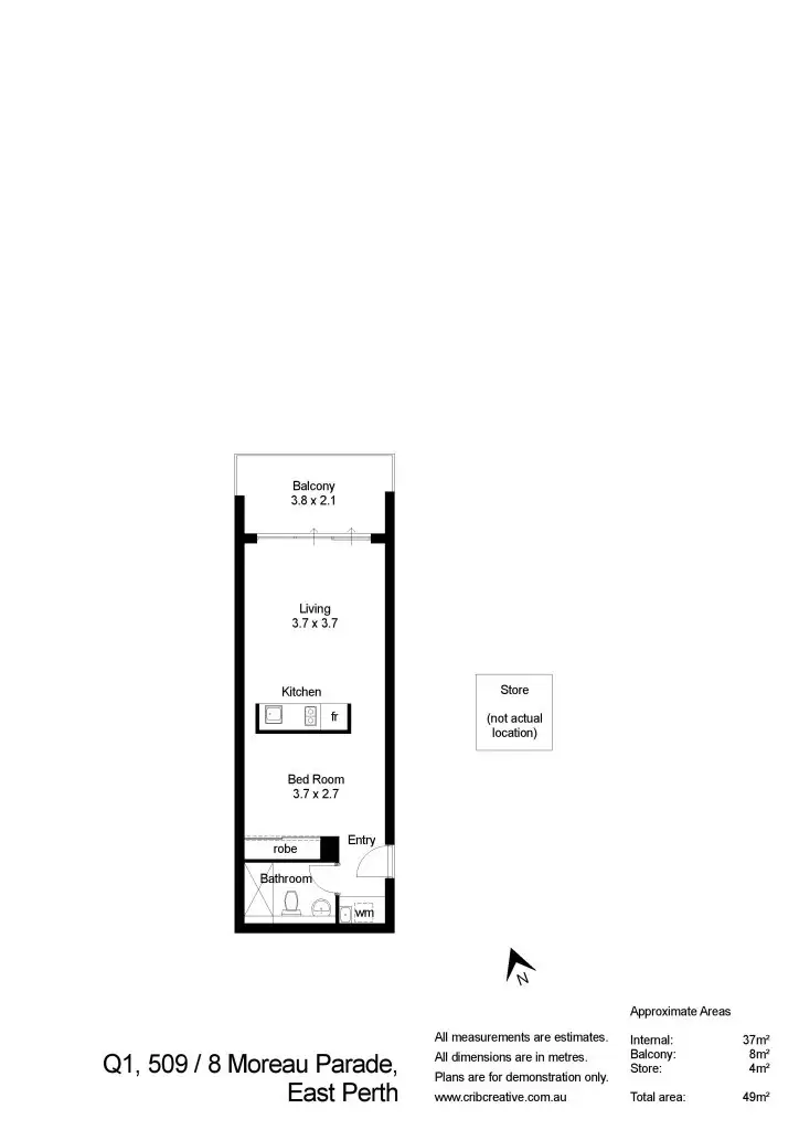 Floorplan of Homely apartment listing, 509/8 Moreau Parade, East Perth WA 6004