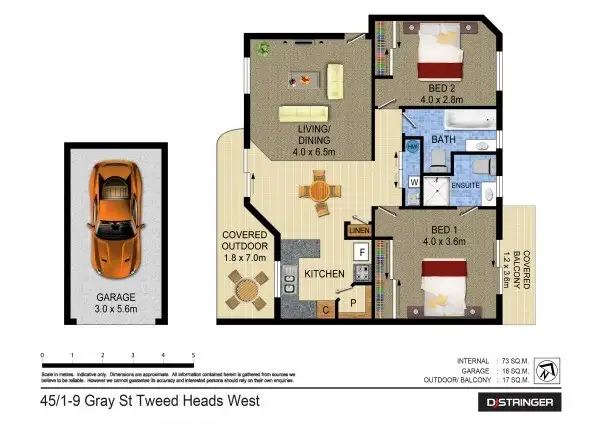 Floorplan of Homely unit listing, 45/1-9 Gray Street - Lu Elle Palms, Tweed Heads West NSW 2485
