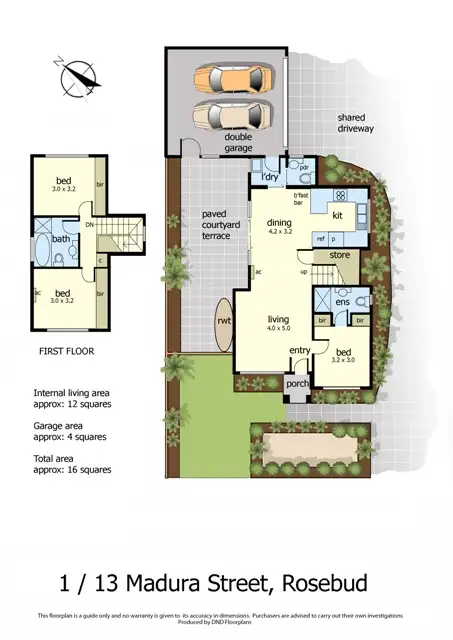 Floorplan of Homely townhouse listing, 1/13 Madura Street, Rosebud VIC 3939