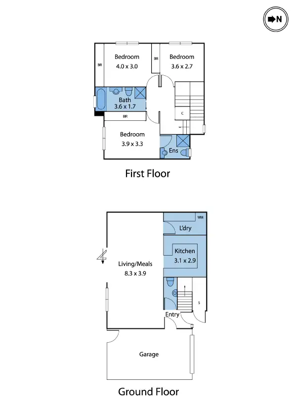 Floorplan of Homely townhouse listing, 3/138 Roberts Street, Yarraville VIC 3013