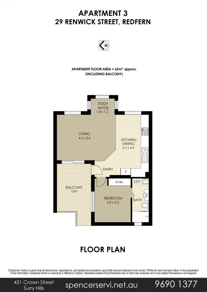 Floorplan of Homely apartment listing, 3/29 Renwick Street, Redfern NSW 2016