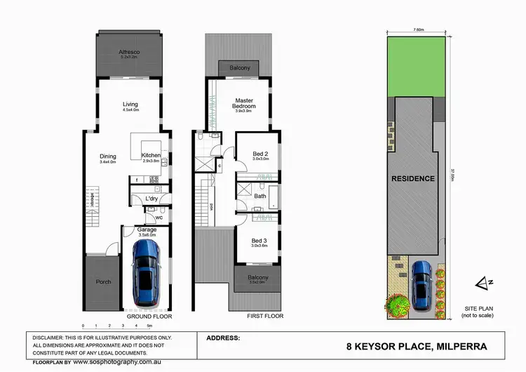Floorplan of Homely semi-detached listing, 8 Keysor Place, Milperra NSW 2214