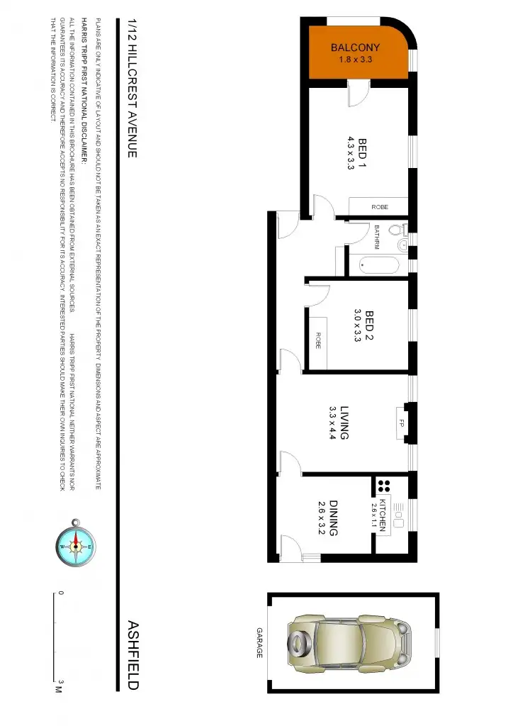 Floorplan of Homely apartment listing, 1/12 Hillcrest Avenue, Ashfield NSW 2131