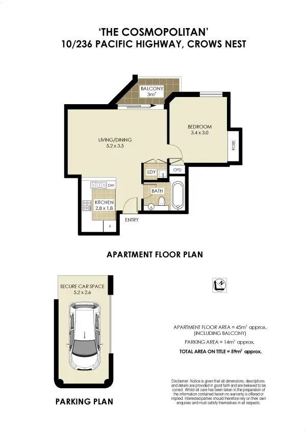 Floorplan of Homely apartment listing, 10/236 Pacific Highway, Crows Nest NSW 2065