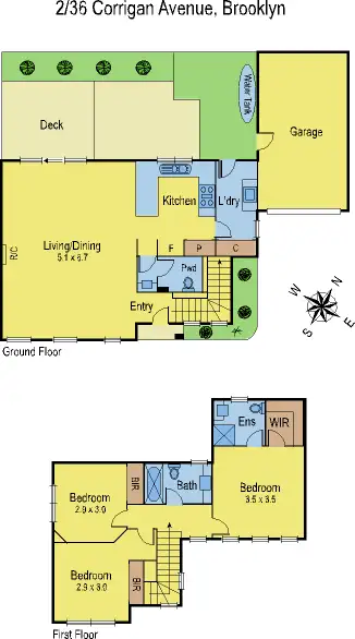 Floorplan of Homely townhouse listing, 2/36 Corrigan Avenue, Brooklyn VIC 3012