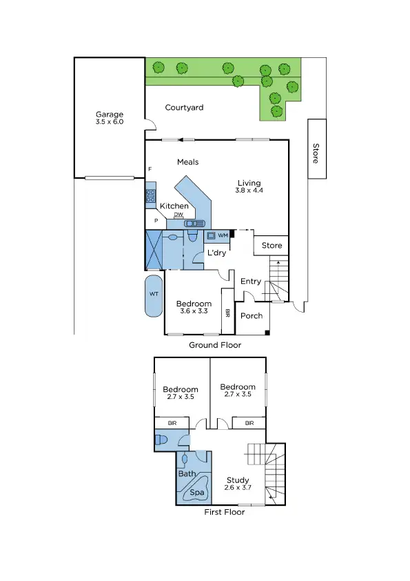 Floorplan of Homely townhouse listing, 2/194 Hyde Street, Yarraville VIC 3013
