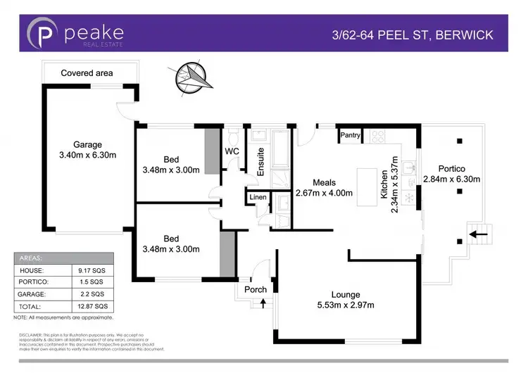 Floorplan of Homely unit listing, 3/62-64 Peel Street, Berwick VIC 3806