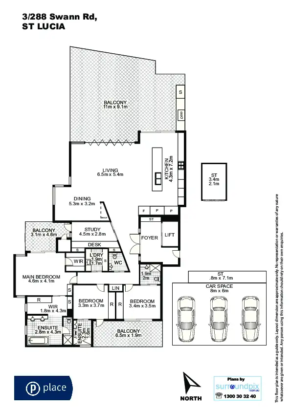 Floorplan of Homely apartment listing, 3/288 Swann Road, St Lucia QLD 4067