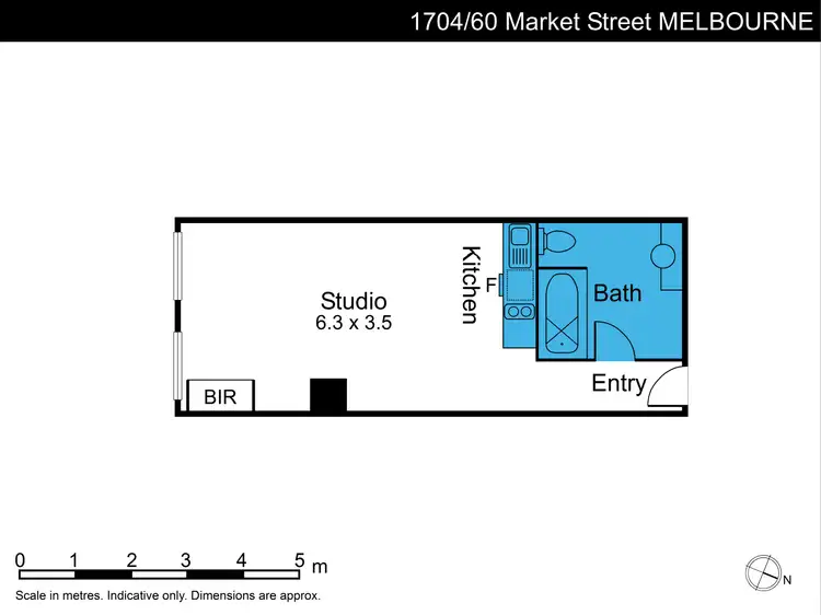 Floorplan of Homely studio listing, 1703/60 Market St, Melbourne VIC 3000