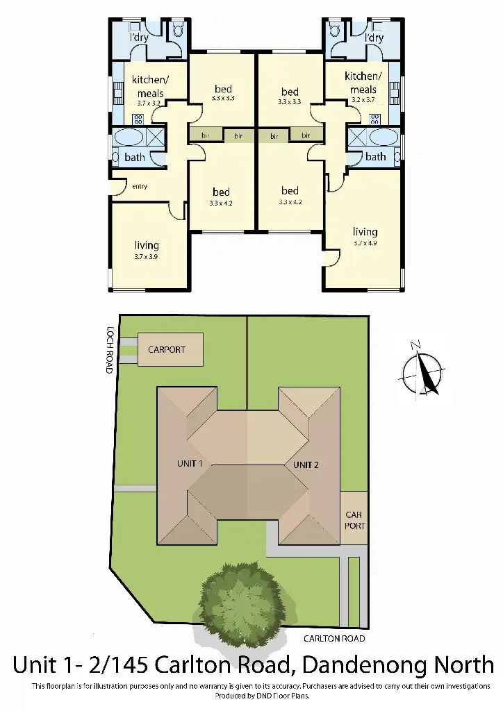 Floorplan of Homely unit listing, 1 & 2/145 Carlton Road, Dandenong North VIC 3175