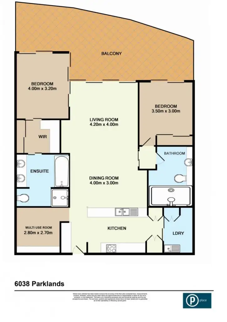 Floorplan of Homely apartment listing, 6038/6 Parkland Blvd, Brisbane City QLD 4000