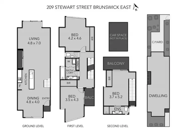Floorplan of Homely townhouse listing, 209 Stewart St, Brunswick East VIC 3057