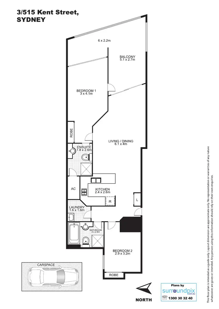 Floorplan of Homely apartment listing, 515 Kent Street, Sydney (CBD) NSW 2000
