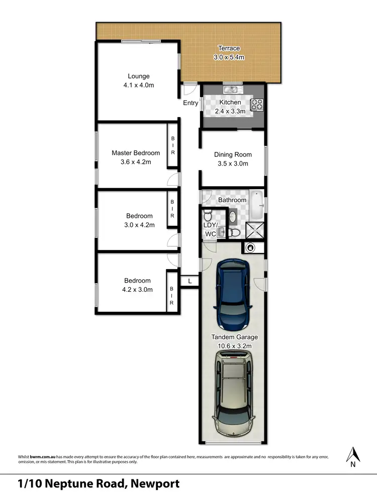 Floorplan of Homely semi-detached listing, 1/10 Neptune Road, Newport NSW 2106