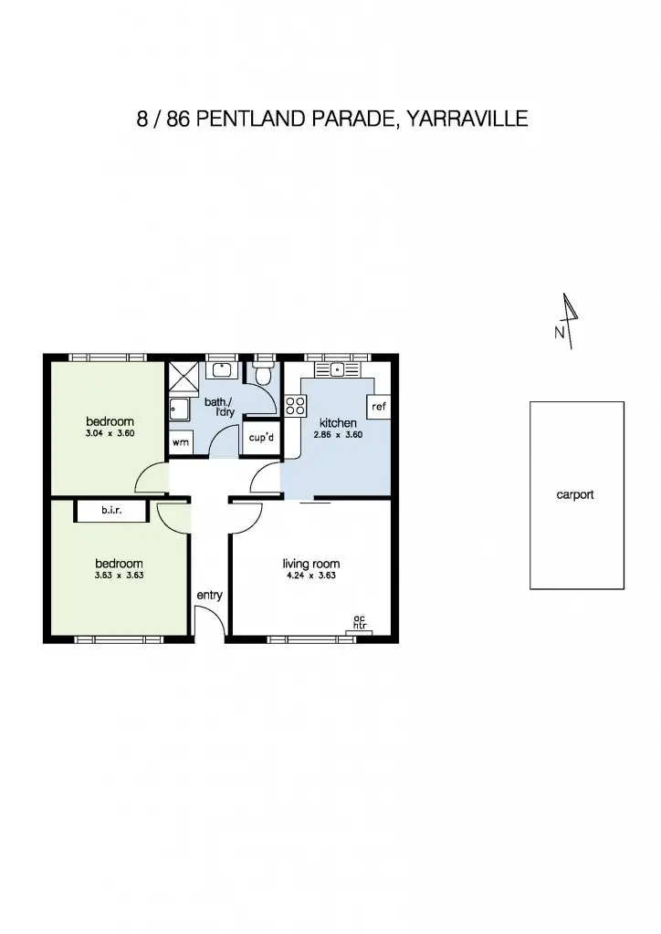 Floorplan of Homely unit listing, 8/86 Pentland Parade, Yarraville VIC 3013