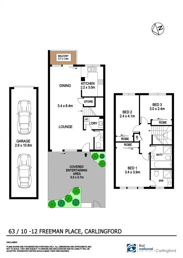 Floorplan of Homely townhouse listing, 63/10-12 Freeman Place, Carlingford NSW 2118