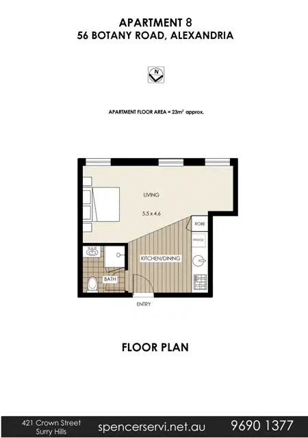 Floorplan of Homely studio listing, 8/56 Botany Road (ALEXANDRIA), Redfern NSW 2016