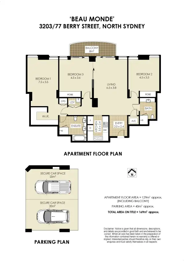 Floorplan of Homely apartment listing, 3203/77 Berry Street, North Sydney NSW 2060