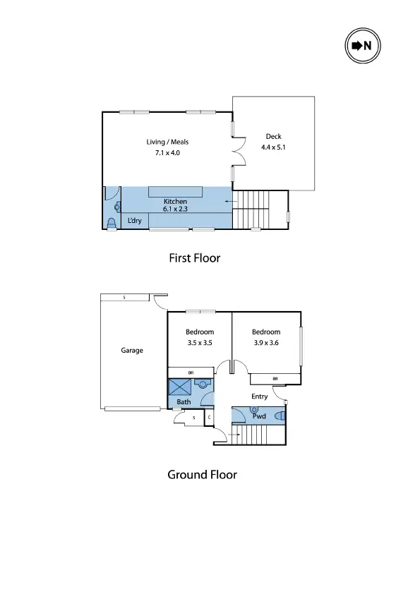 Floorplan of Homely townhouse listing, 1/138 Roberts Street, Yarraville VIC 3013
