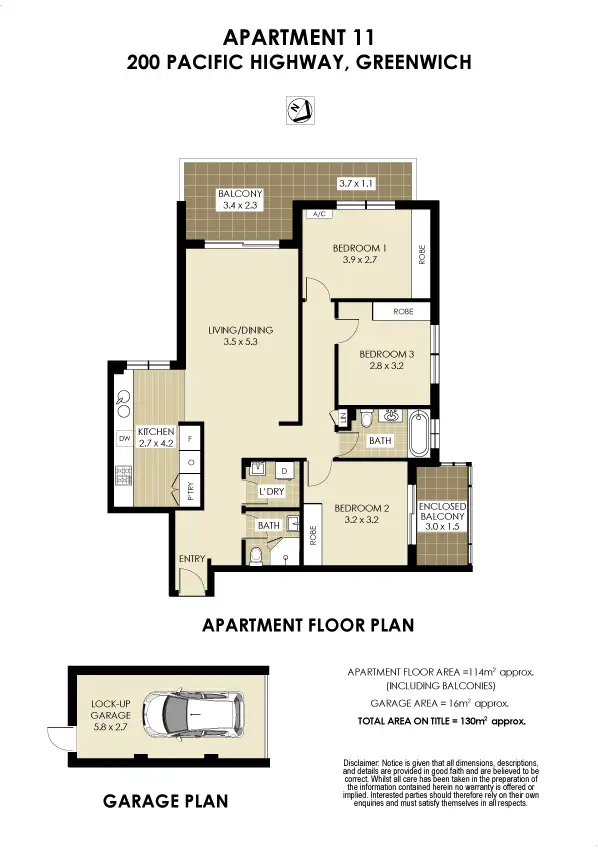 Floorplan of Homely apartment listing, 11/200 Pacific Highway, Greenwich NSW 2065