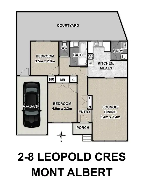 Floorplan of Homely unit listing, 2/8 Leopold Crescent, Mont Albert VIC 3127