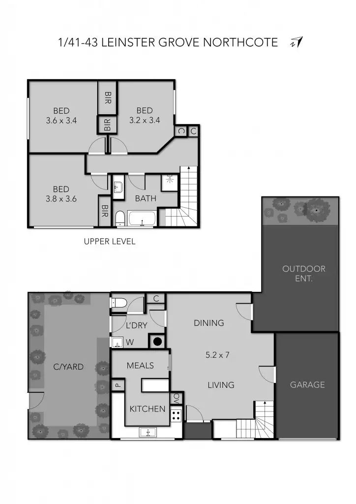 Floorplan of Homely townhouse listing, 1/41-43 Leinster Grove, Northcote VIC 3070